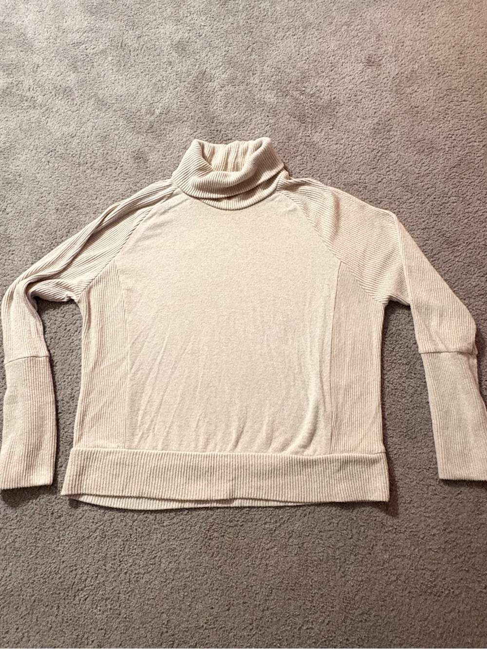 Evereve Cream Ribbed Turtleneck Sweater